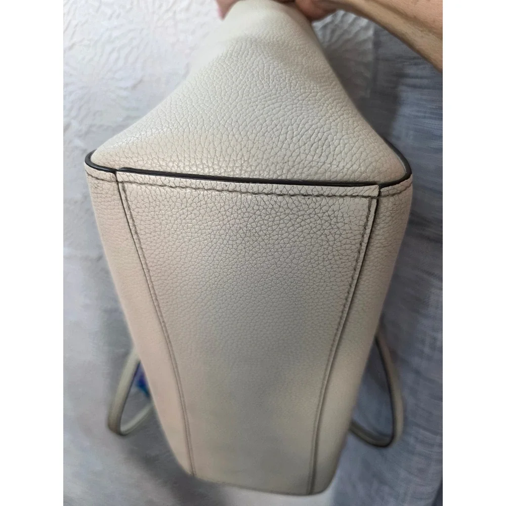 Coach Turnlock Chain Tote 27 Womens Medium Chalk White Good Leather Bag 57107